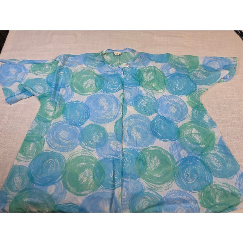 Vintage Cole of California Fun Fashions Blue Green Circle Print Beach Cover Up